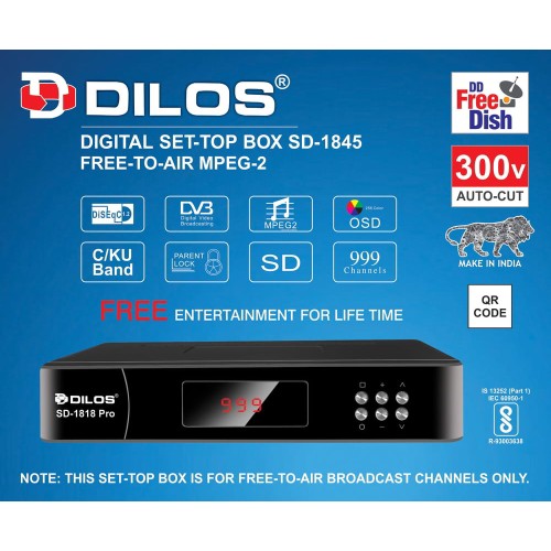 Dilos SD-1845 MPEG-2 SD DVB-S Free-to-air Set-Top Box